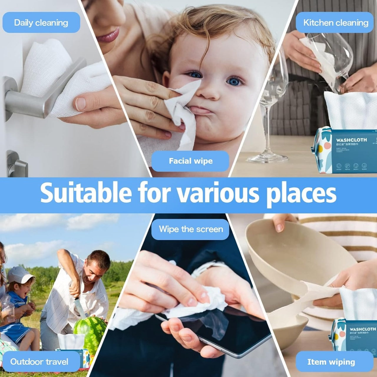 Disposable Face Towel – 70 Pcs Ultra Soft, Thickened Cotton Tissues | Lint-Free, Multi-Purpose Facial Dry Wipes for Skincare, Makeup Removal & Cleansing