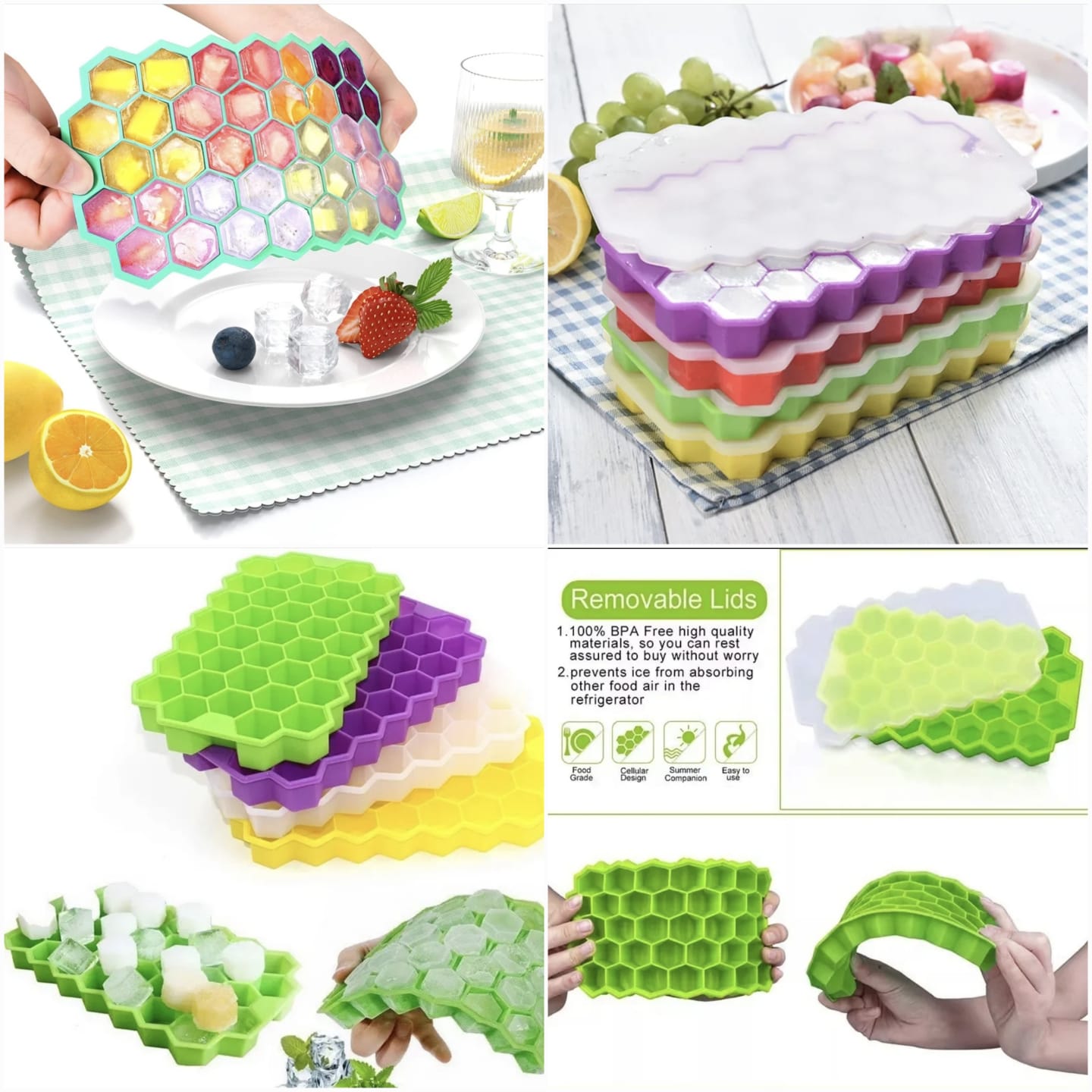 *Honeycomb Ice cube tray with lid *(Small size) (Random Colours)