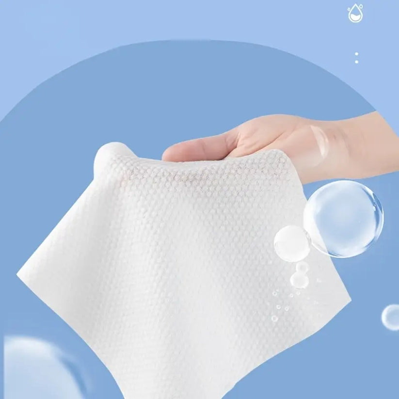 Disposable Face Towel – 70 Pcs Ultra Soft, Thickened Cotton Tissues | Lint-Free, Multi-Purpose Facial Dry Wipes for Skincare, Makeup Removal & Cleansing