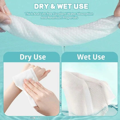 Disposable Face Towel – 70 Pcs Ultra Soft, Thickened Cotton Tissues | Lint-Free, Multi-Purpose Facial Dry Wipes for Skincare, Makeup Removal & Cleansing