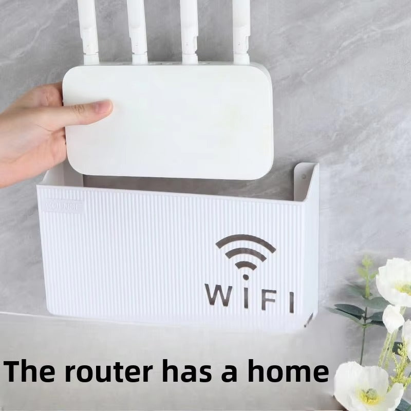 WiFi Router Shelf & Cable Organizer – Wall-Mount ABS Plastic Storage Box for Routers, Power Strips & Cables (Random Colors)