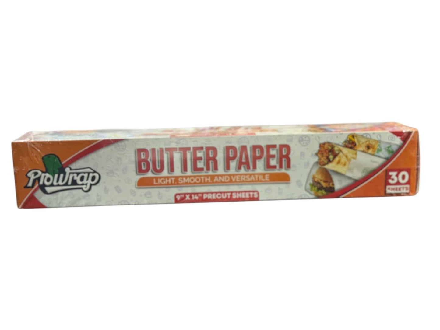 Prowrap Butter Paper – 9" x 14" Precut Sheets (30 Pcs) | High-Quality Waterproof & Grease-Resistant Food Wrap | Thicker Than Market Standard