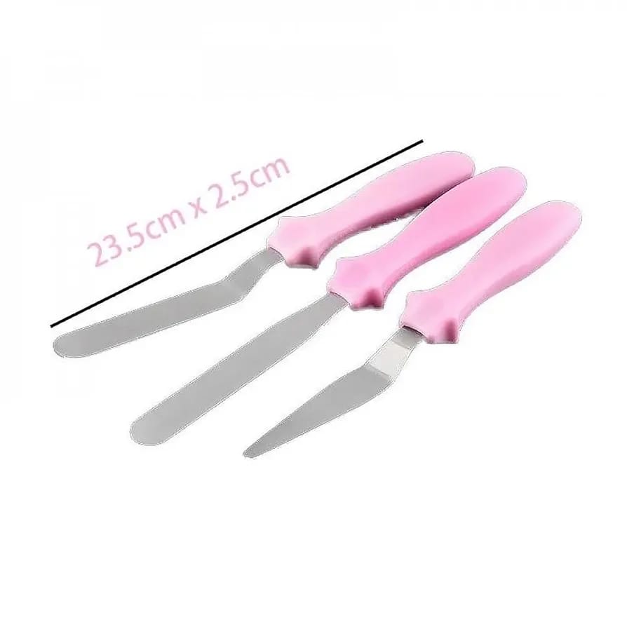 3-Piece Cake Decorating Knife Set – Stainless Steel Spatula & Cream Spreader Tools (Multi-Color)