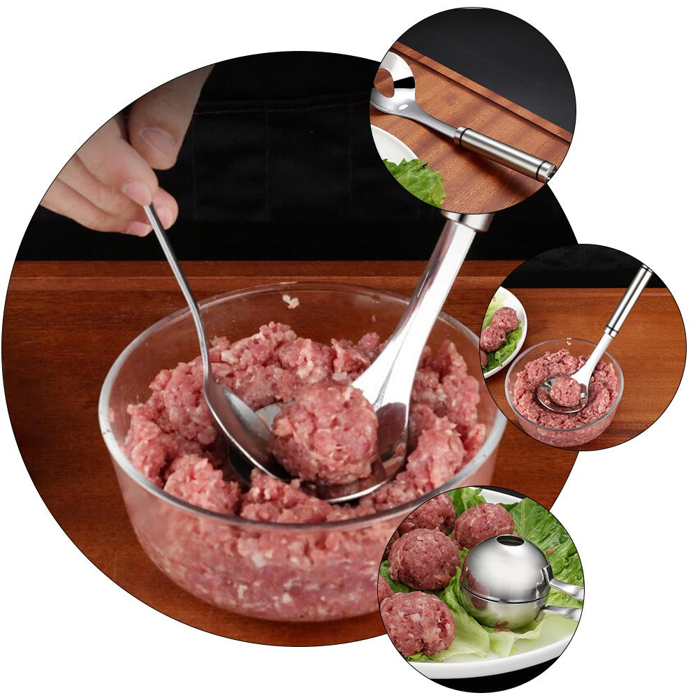 Meatball Spoon | Stainless Steel Scoop Ball Maker | Non‑Stick Meatball Baller with Long Handle