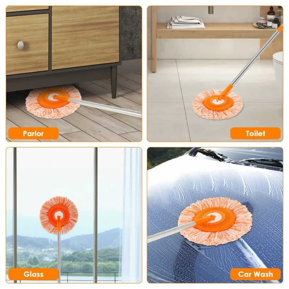 360° Rotating Multi-Functional Spin Mop with Stainless Steel Handle | All-in-One Microfiber Cleaning Tool for Floors, Windows, Toilets, and Car Washing