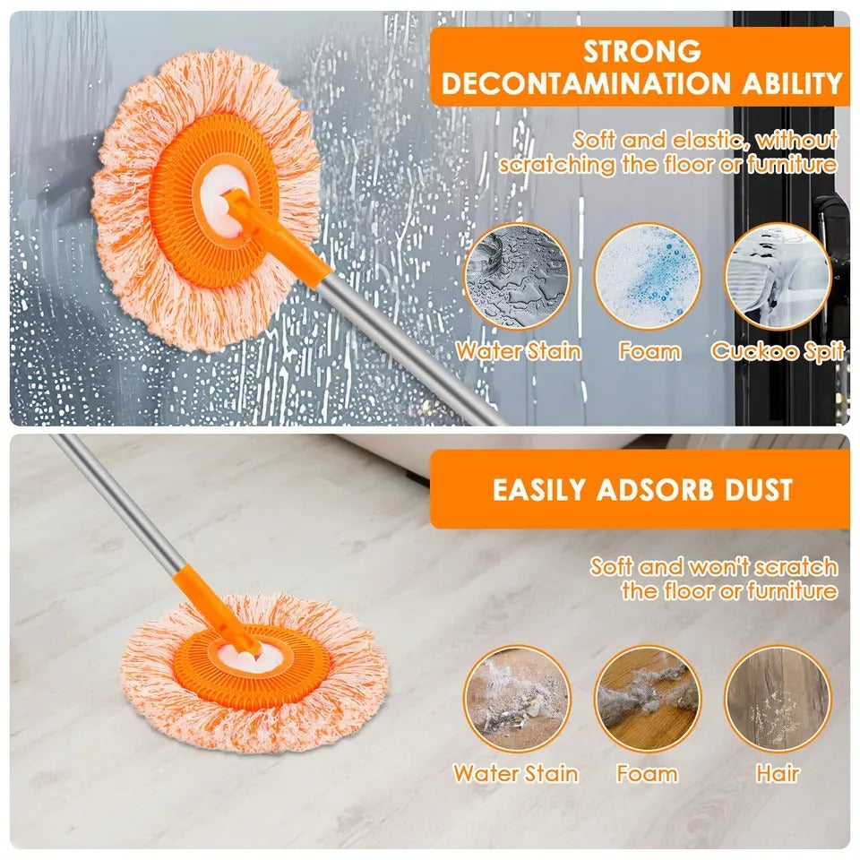 360° Rotating Multi-Functional Spin Mop with Stainless Steel Handle | All-in-One Microfiber Cleaning Tool for Floors, Windows, Toilets, and Car Washing