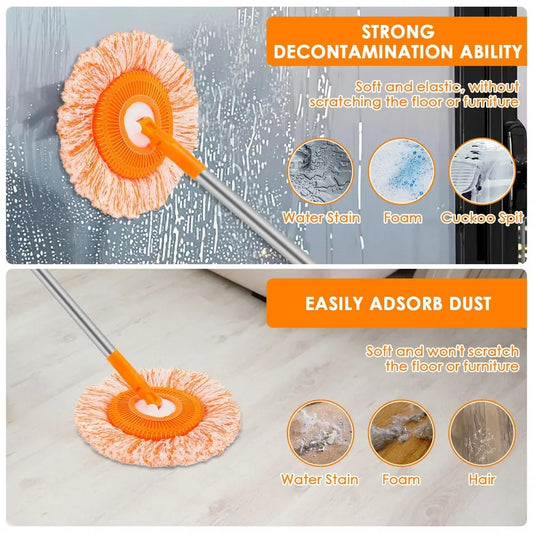 360° Rotating Multi-Functional Spin Mop with Stainless Steel Handle | All-in-One Microfiber Cleaning Tool for Floors, Windows, Toilets, and Car Washing