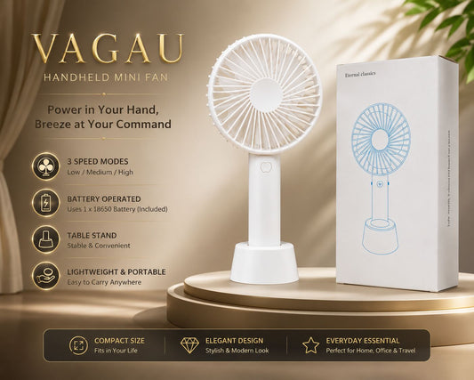 Hand Fan with stand with battery