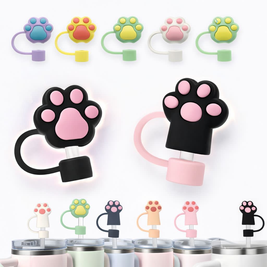 Pack of 3pcs Cat Paw Straw Top Stopper (Mix/Random colour)