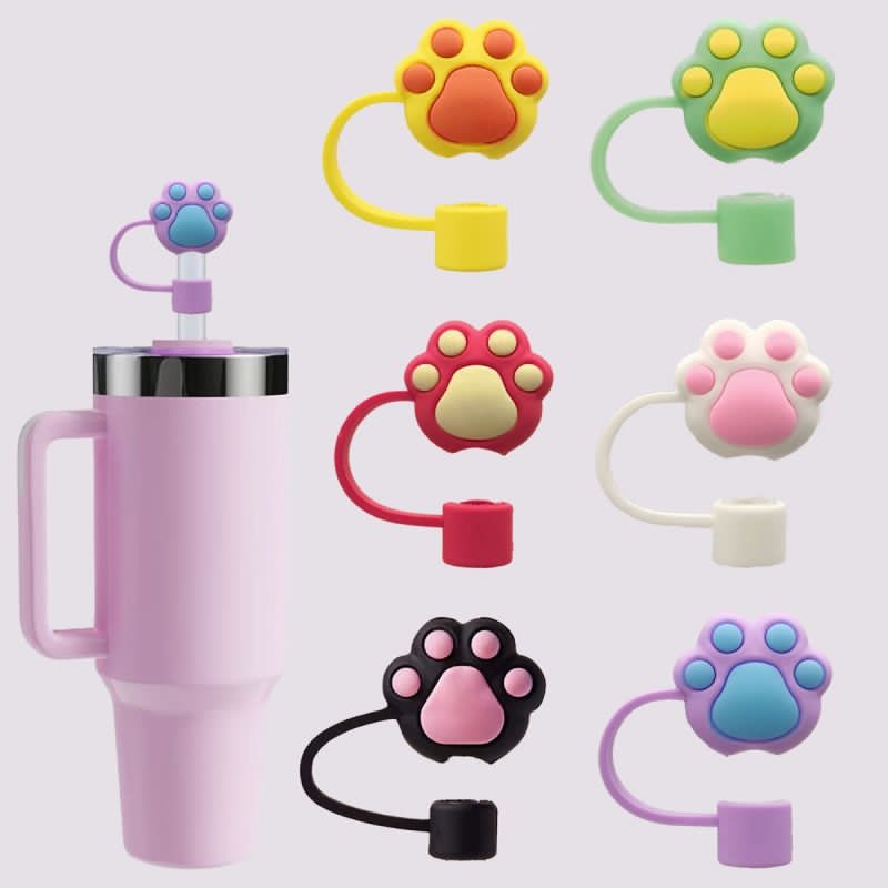 Pack of 3pcs Cat Paw Straw Top Stopper (Mix/Random colour)
