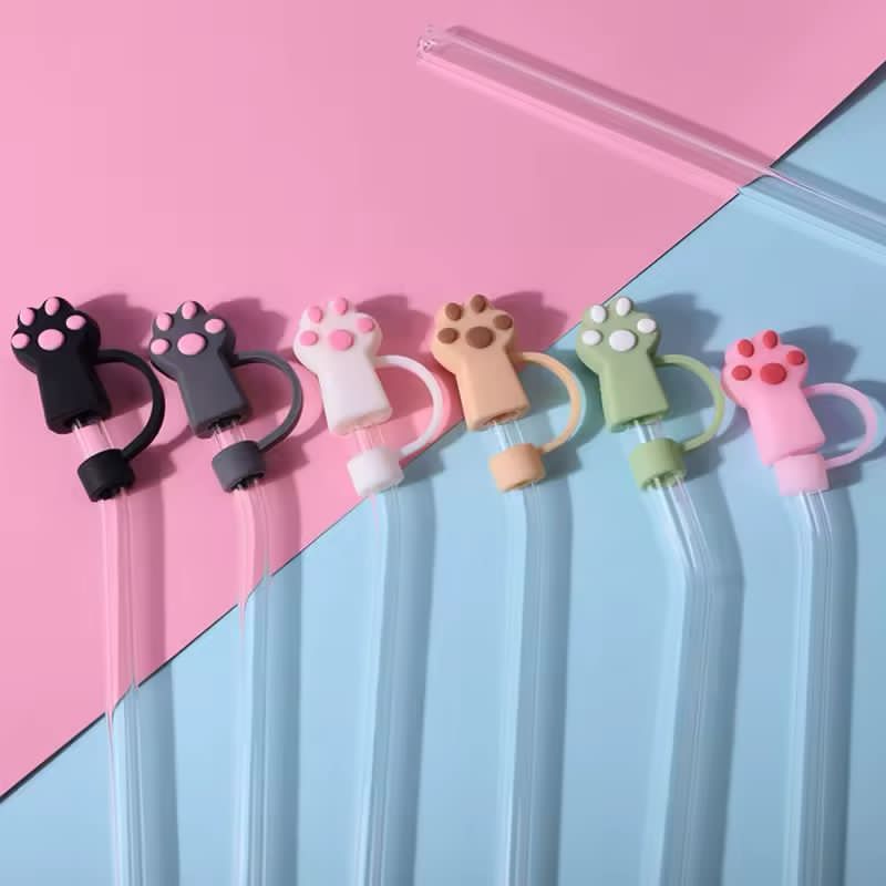 Pack of 3pcs Cat Paw Straw Top Stopper (Mix/Random colour)