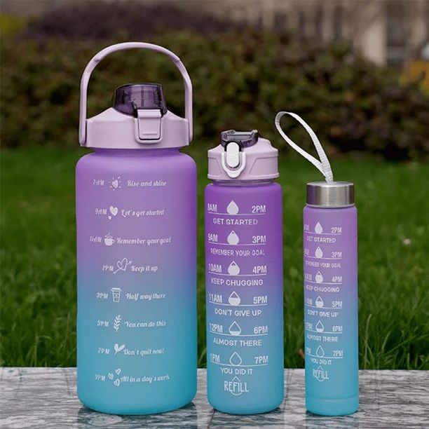 Best Quality Set of 3 Plastic Water Bottles (1900ml/850ml/280ml .