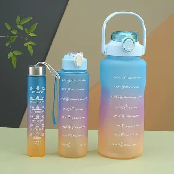 Best Quality Set of 3 Plastic Water Bottles (1900ml/850ml/280ml .