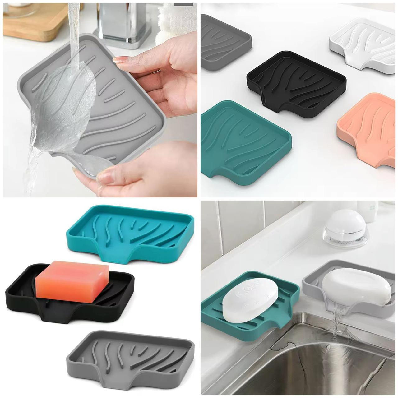 - Silicone Drainage Sink Soap Tray (Mix/Random colour)