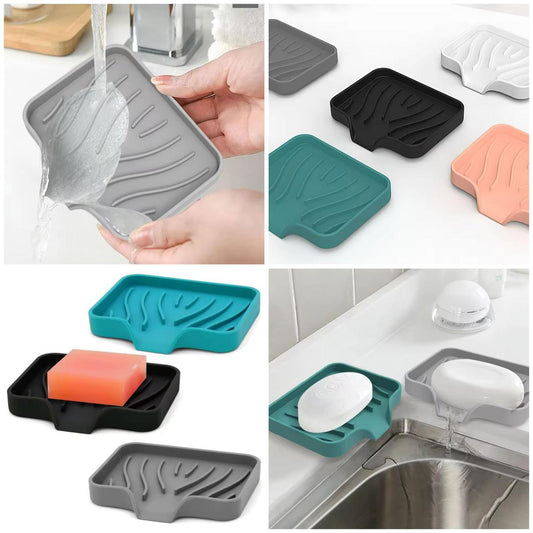 - Silicone Drainage Sink Soap Tray (Mix/Random colour)